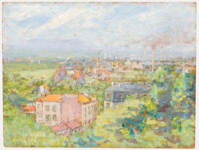 Marie Marcel Delamarre de Monchaux (1876-1953) - Oil, View of Bruges 