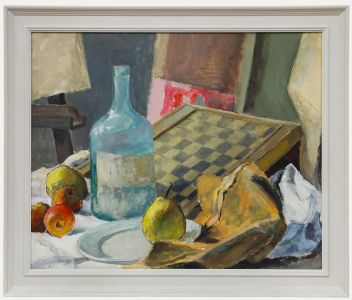 Pierre Neveu (b.1929) - Framed 20th Century Oil, Still Life with Draughts Board