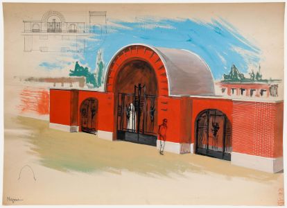 Pierre Neveu (b.1929) - Mid 20th Century Gouache, The Red Arch