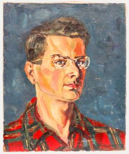Alexandre Berlant (1921-1994) - 1954 Oil, Self Portrait in Plaid