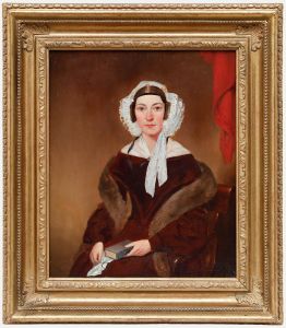 English School Mid 19th Century Oil - Lady in Lace and Fur