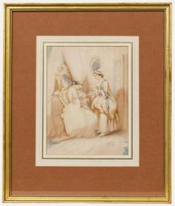 Levasseur - Framed Late 19th Century Watercolour, Feeding the Dog