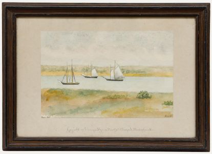 Naive Late 19th Century Watercolour - View of Vineyard Haven