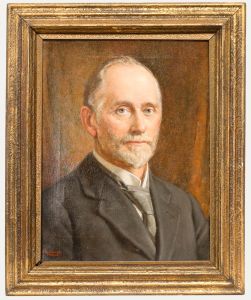 John Bernard Munns (1869-1942) - Framed Oil, Genteleman in the Grey Suit 