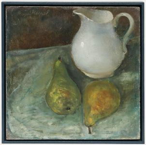 Roger Hespel - Framed Contemporary Oil, Still Life with Pears