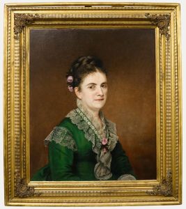 Ellen Stevens Bromley Phillips - American School 1873 Oil, The Artist's Wife