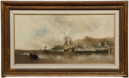 Attrib. William McAlpine - 19th Century Oil, Sailing in Choppy Waters