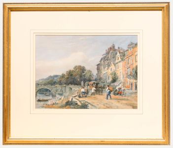 Caleb Robert Stanley (1795-1868) - 1830 Watercolour, Town by the River