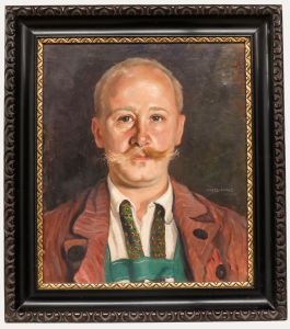 Fritze Papke  - Early 20th Century Oil, Man in Lederhosen