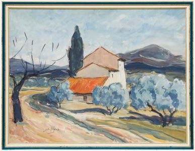 Michel Gregoire - Mid 20th Century Gouache, The Mediterranean Farmhouse