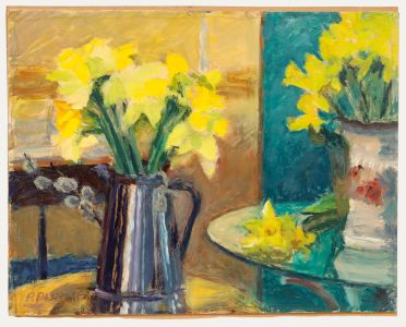 Pauline Plummer (b.1933) - 20th Century Oil, Still Life of Daffodils in a Jug