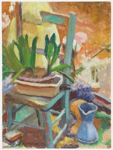 Pauline Plummer (b.1933) - 2012 Oil, Plants on a Chair
