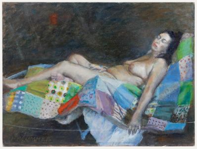 Pauline Plummer (b.1933) - 20th Century Oil, The Patchwork Quilt