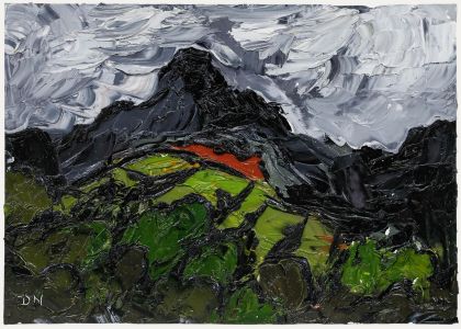 Daniel Nichols After Kyffin Williams- Contemporary Oil, Crag in the Clouds 