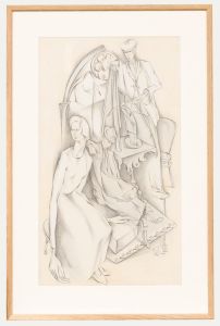 Iris Hardcastle (1919-2013) - Graphite Drawing, A Rose for the Lady 