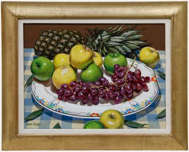 Len Gray - 1998 Oil, Apples, Grapes and Pineapple