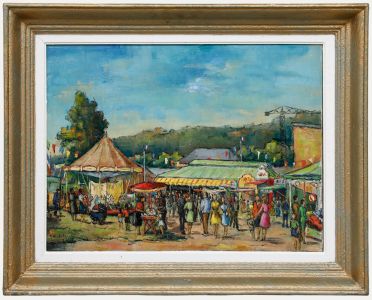 Roland Dufils (1920-1973) - Mid 20th Century Oil, Day at the Fair