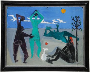 Christian Julia (1921-1991) - Mid 20th Century Oil, Conversation