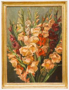 1956 Oil - Pink Gladioli