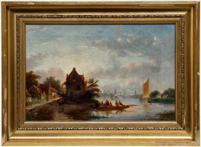 Late 19th Century Oil - Dutch River Scene