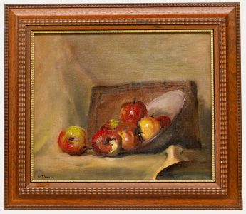 W. Moore - Mid 20th Century Oil, Tilting Apples