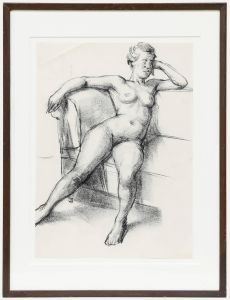 Peter Collins ARCA - 20th Century Charcoal Drawing, Nude on Sofa