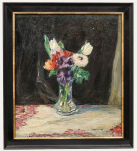 Carl Johann Nikolaus Piepho (1869-1920) - Framed Oil, Flowers in a Glass Vase