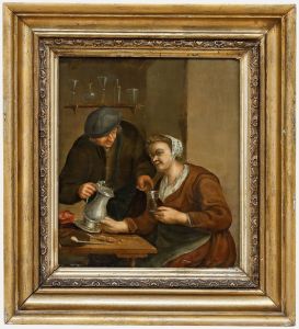 Dutch School 19th Century Oil - Couple at the Table