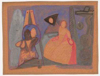 Ed Dukkers (1923-1996) - 1977 Gouache, The Painter in his Studio