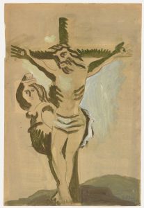 Jan Peeters - 1955 Watercolour, Jesus on the Cross