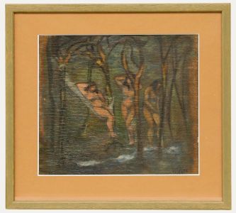 Hieber - 1918 Oil, Bathers in the Forest