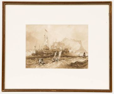Attrib. Charles Bentley (1806 -1854) - Watercolour, Choppy Waters