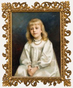 Emily Eyres (1850-1910) - For Restoration 1898 Pastel, Little Girl in White