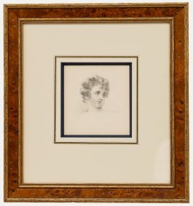 H. Harding - Fine 1822 Graphite Drawing, Curly Haired Boy