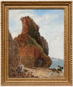 R. Steele - Framed Late 19th Century Oil, Artist Amongst the Cliffs