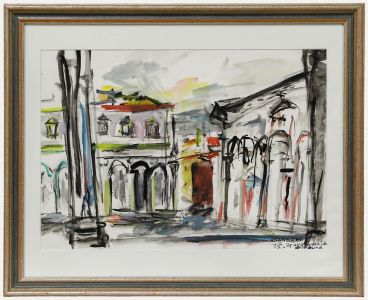 Henry Sanders (1918-1982) - Framed 1975 Watercolour, Annunziata, Florence