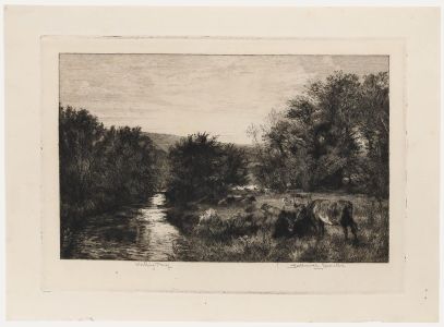 Nathaniel Sparks RE (1880-1956) - Early 20th Century Etching, Cows by the River