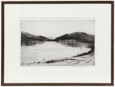 Nathaniel Sparks RE (1880-1956) - 20th Century Etching, Fishing on the Lake