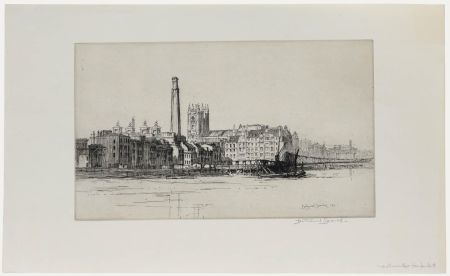 Nathaniel Sparks RE (1880-1956) - Etching, Westminster from Lambeth