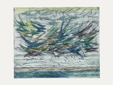Betty Connal Peebles (1935-1999) - 20th Century Collagraph, L'Oiseaux de Passage