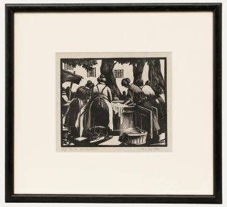 Clare Leighton (1898-1989) - Signed Mid 20th Century Woodcut, Toulon Washerwomen