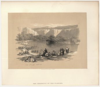 Louis Haghe after David Roberts - Lithograph, The Immersion of the Pilgrims