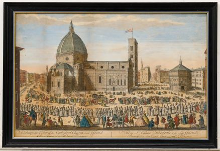 Vue d'Optique - 18th Century Engraving, A View of the Cathedral in Florence