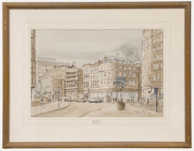 Hugh McKenzie (1909-2005) - Framed 1985 Watercolour, Aldgate High Street
