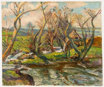 Gordon Clifford Barlow (1913-2005) - Oil, Vellan Drucksia Old Mill in Springtime