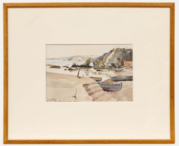 Framed 1943 Watercolour - Jean-Bart Harbour
