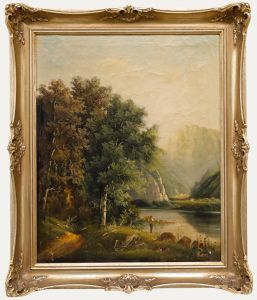 Giani - Framed 19th Century Oil, Fishing in the Mountains