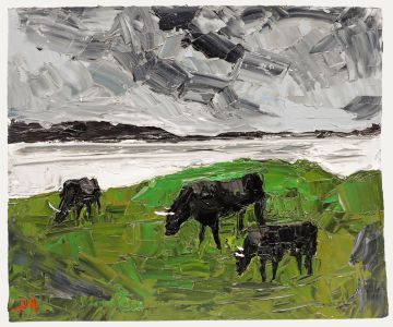 Daniel Nichols - Contemporary Oil, Cattle in the Field
