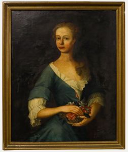 Manner of Johann Rudolf Huber (1668-1748) - Oil, Lady with Flowers