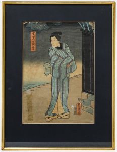 Utagawa Kunisada (1786-1865) - Framed Japanese Woodblock, Male Actor in Profile